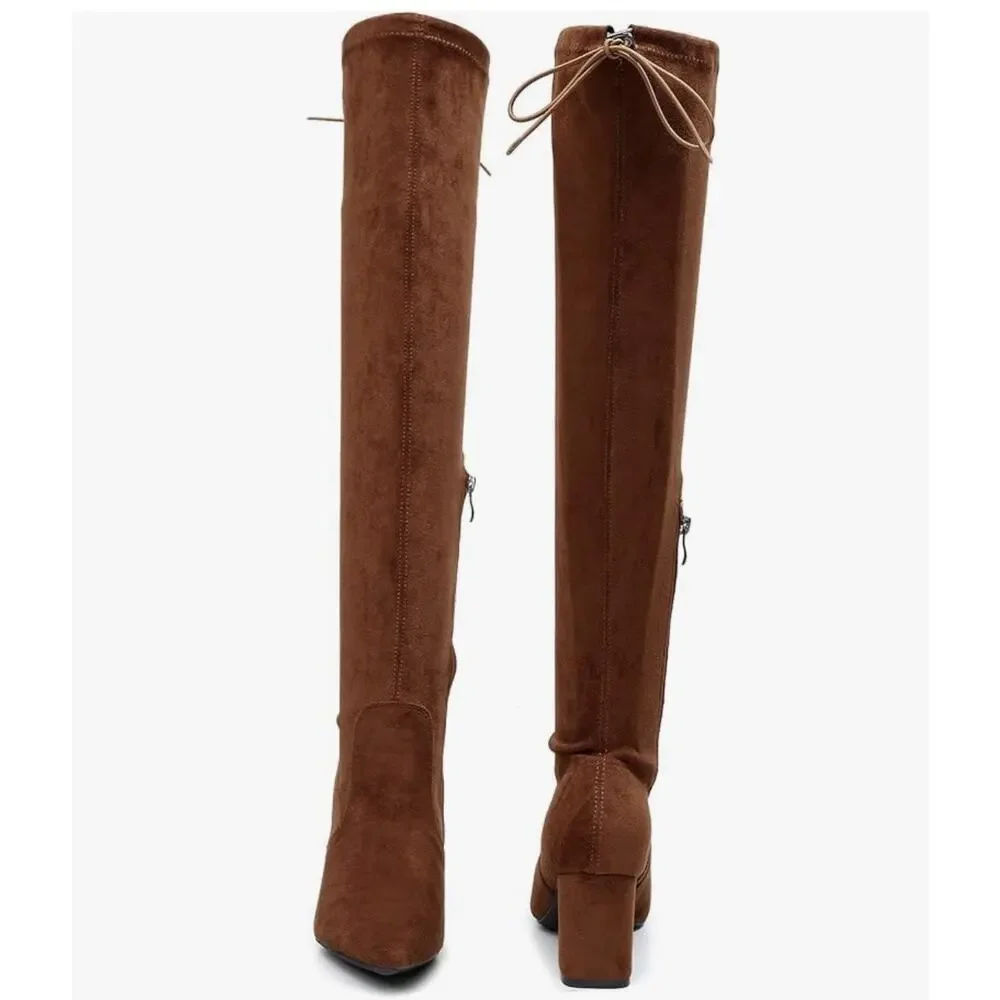 Venus Celia Women's Charlotte OverKnee Stretchy Boot Brown Size 7